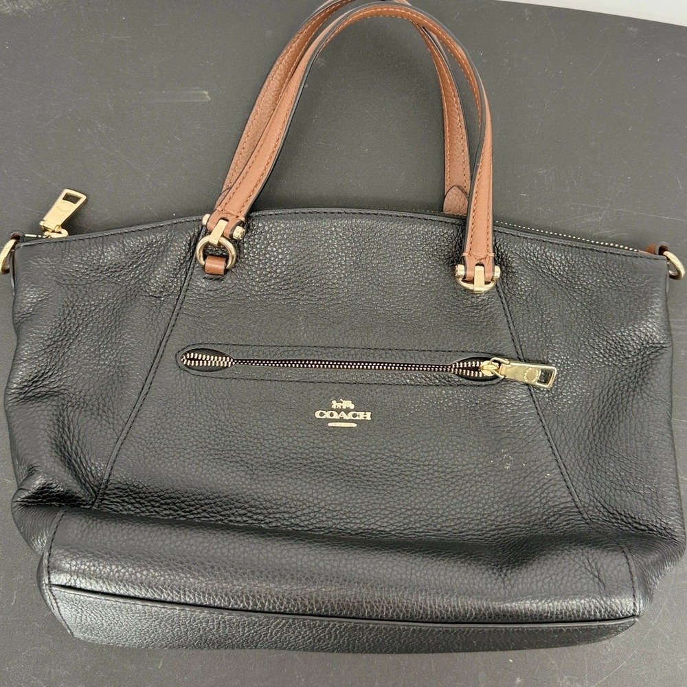 Coach Prairie Satchel‎ Black Pebbled Leather Handbag Gold Hardware F58857